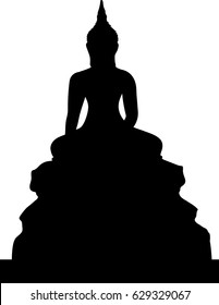 Buddha Silhouettes on the white background