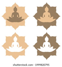 Buddha Sitting In A Lotus Position Vector Illustration. Indian, Buddhism, Spiritual Motifs
