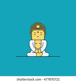 Buddha sitting for meditation, Cartoon character.