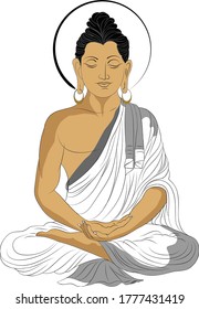 Buddha sitting for meditation, concentrating for God, Illustration of lord Siddhartha