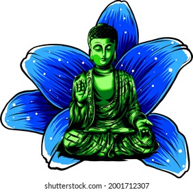 Buddha sitting on a lotus background vector illustartion