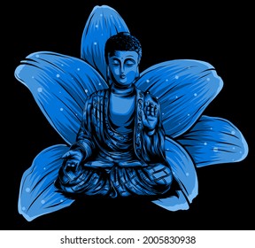 Buddha sitting on a lotus background vector illustartion