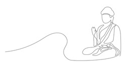 Buddha sitting one continuous line art. editable outline stroke.