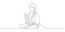 Buddha sitting one continuous line art. editable outline stroke.