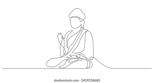 Buddha sitting one continuous line art. editable outline stroke.