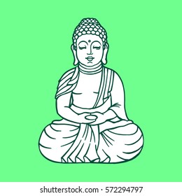 Buddha sitting outline stock vector illustration line art