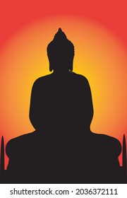 buddha sitting over light. Vintage decorative culture background. Indian, Buddhism, spiritual art. Hippie tattoo, spirituality, Thai god, yoga zen
