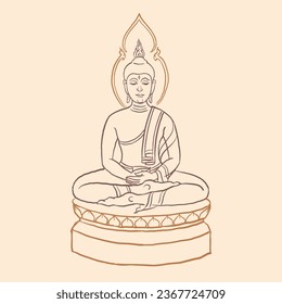 Buddha sitzend mit Posenvektor von Smadhi für Karte, Dekoration, Illustration