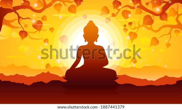 Buddha Sitting Under Bodhi Tree On Stock Vector (Royalty Free) 1887441379