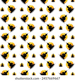 Buddha staggering trendy multicolor repeating pattern vector illustration background design