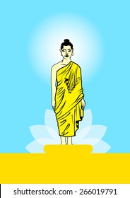 buddha standing illustration vector design.