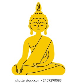 Estatua de Buda lindo sobre un fondo blanco, Ilustración vectorial.