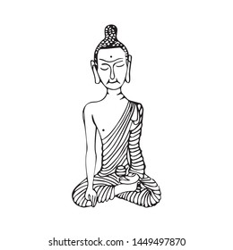 buddha statue freehand drawing vector sketch