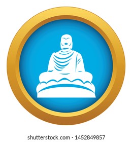 Buddha statue icon blue vector isolated on white background for any design