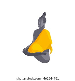 Buddha statue icon in cartoon style isolated on white background. Religion symbol