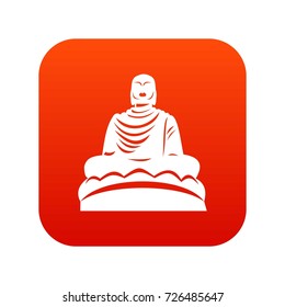 Buddha statue icon digital red for any design isolated on white vector illustration