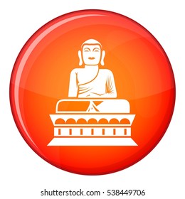 Buddha statue icon in red circle isolated on white background vector illustration