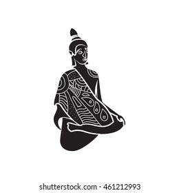 Buddha statue icon in simple style on a white background