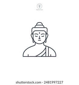 Buddha Statue Icon symbol vector illustration isolated on white background