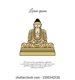 Buddha statue icon vector.  sign for mobile concept and web design. Buddha in meditation position outline vector icon. Buddhism symbol, logo illustration. Vector graphics color on white