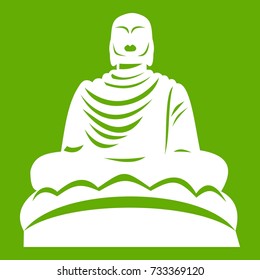 Buddha statue icon white isolated on green background. Vector illustration