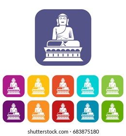 Buddha statue icons set