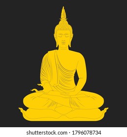 Buddha statue isolated on background. Vector flat illustration