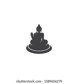 Buddha statue logo vector flat design template