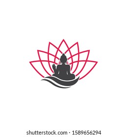 Buddha statue logo vector flat design template