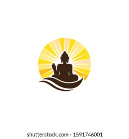 Buddha statue logo vector flat design template