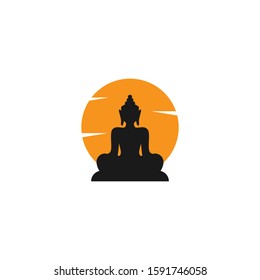 Buddha statue logo vector flat design template
