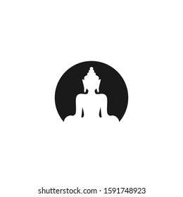 Buddha statue logo vector flat design template