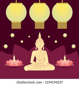 buddha statue loy krathong, design