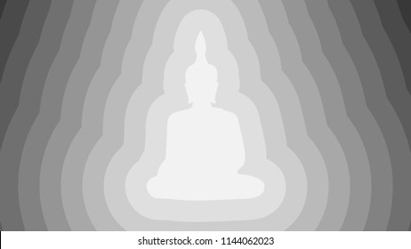 Buddha statue with muti-layers of gradient grey paper style