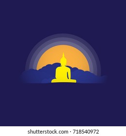 Buddha statue on blue background 