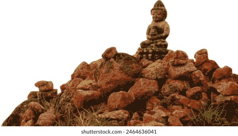 Buddha statue on the rock hill