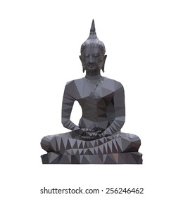 Buddha statue on white background - Low Poly Vector