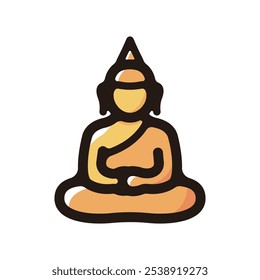 Buddha statue outline icon for graphic design, apps and websites