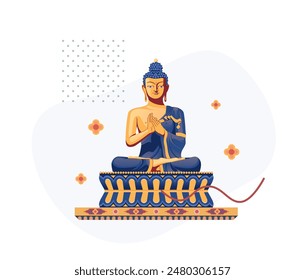 Buddha Statue at Buddha Park of Ravangla - Tathagata Tsal - Gangtok - Stock Illustration as EPS 10 File