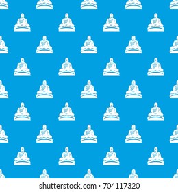 Buddha statue pattern repeat seamless in blue color for any design. Vector geometric illustration