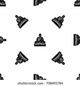 Buddha statue pattern repeat seamless in black color for any design. Vector geometric illustration