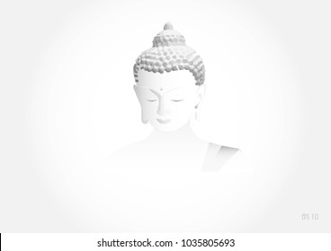 Buddha statue portrait in white color, Eps 10 vector