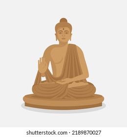 Buddha statue with raised hand. Vector illustration