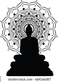 buddha statue in silhouette on vector 