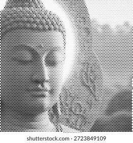 Estátua de Buda sentada em um ambiente de jardim, criada com uma textura de meio-tom calmante. Esta ilustração espiritual serena incorpora paz interior e atenção plena com ambiente tranquilo. Ideal para fundos de aplicativo de meditação, arte de parede de estúdio de ioga e brochuras de retiro espiritual. Perfeito para projetos de bem-estar e zen. Vetor de alta qualidade para fácil escala para murais grandes.