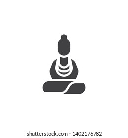 Buddha statue vector icon. filled flat sign for mobile concept and web design. Budda in meditation position glyph icon. Symbol, logo illustration. Vector graphics