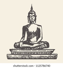 Buddha statuette hand-drawn