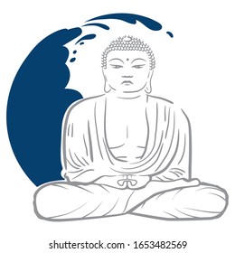 Buddha surrounded by ocean wave, vector