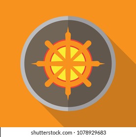 buddha symbol. orange dharmachakra vector icon. Simple retro color modern illustration pictogram with shadow. Collection concept flat design for infographic project and logo
