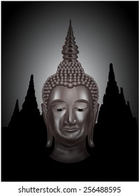 Buddha with temple background